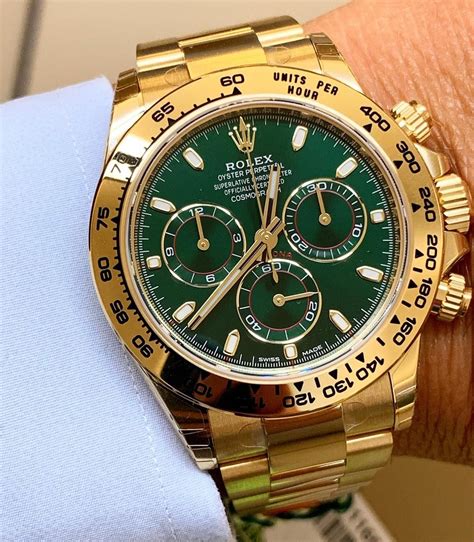 rolex daytona gold green price|rolex gold daytona green dial.